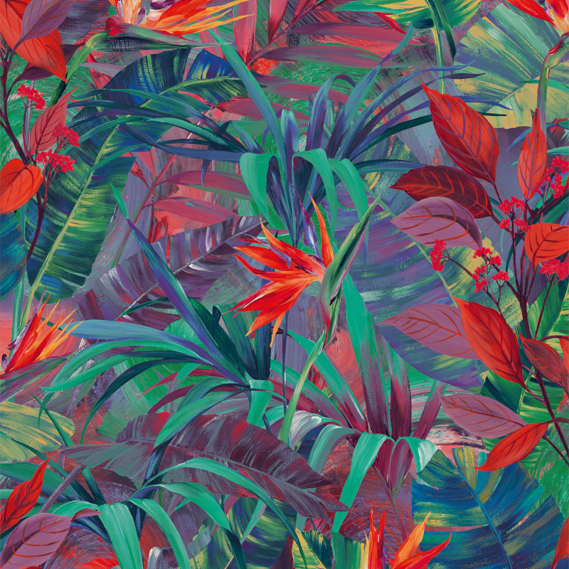 Papier peint à motif PARADISE FLOWER rouge JF2301 - JUNGLE FEVER - Grandeco