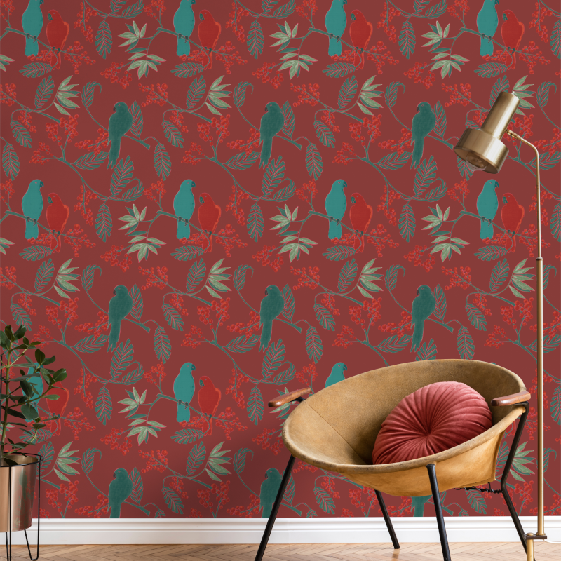 Papier peint à motif MARAKAI rouge JF3402 - JUNGLE FEVER - Grandeco