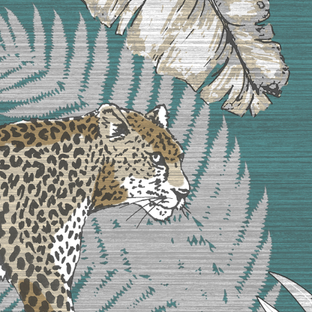 Papier peint à motif LEOPARD vert JF2104 - JUNGLE FEVER - Grandeco