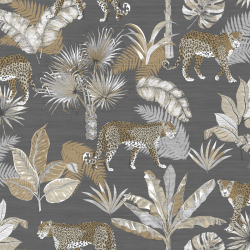 Papier peint Leopard noir - JUNGLE FEVER - Grandeco Life - JF2103 