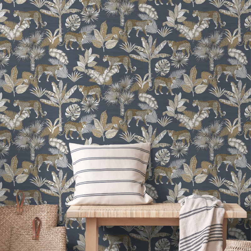 Papier peint Leopard bleu - JUNGLE FEVER - Grandeco Life - JF2102 