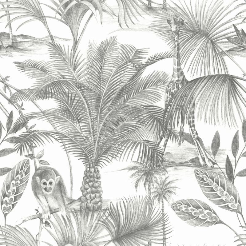 Papier peint Kidatu noir - JUNGLE FEVER - Grandeco Life - JF3501 