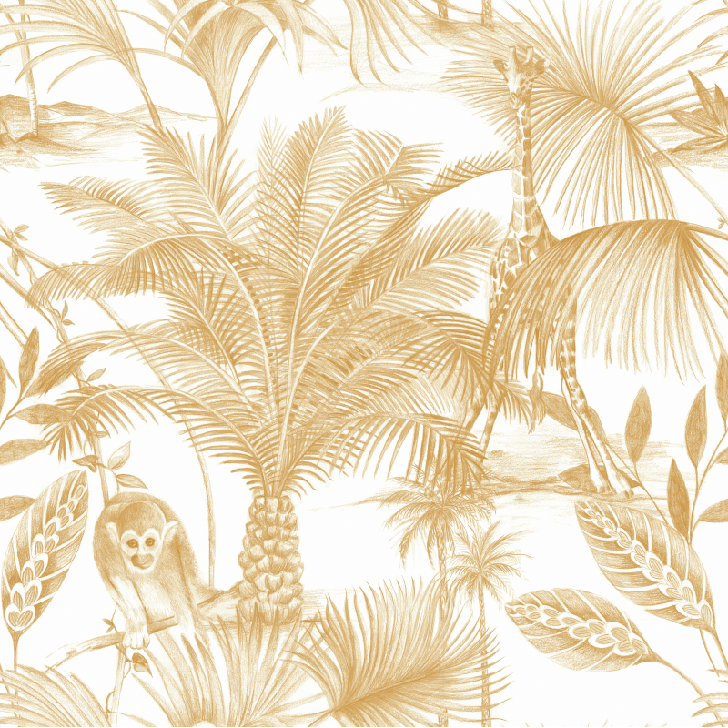 Papier peint à motif KIDATU jaune JF3503 - JUNGLE FEVER - Grandeco