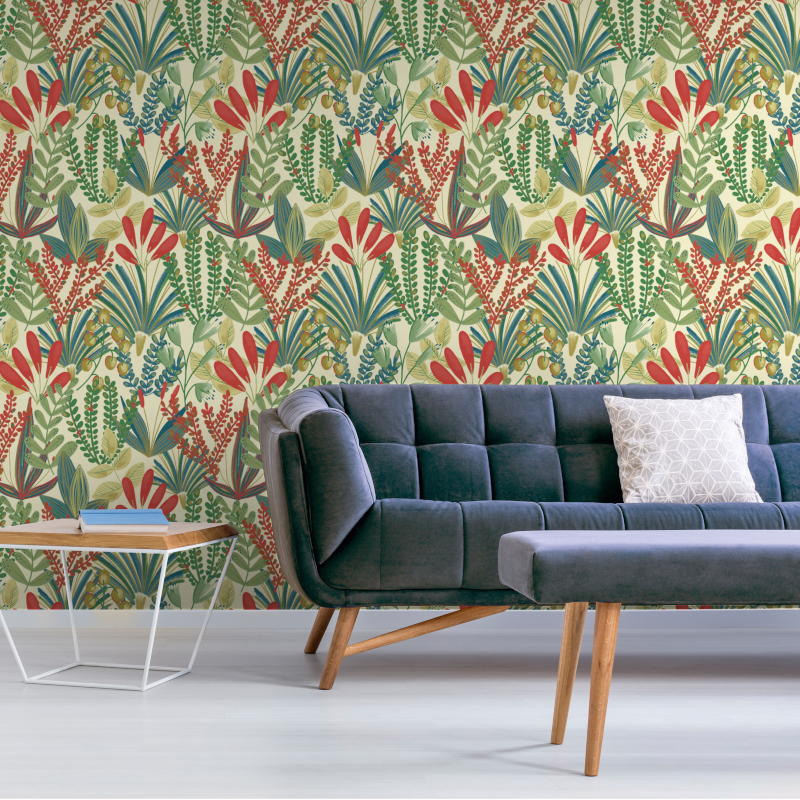 Papier peint Early Blossom rouge - JUNGLE FEVER - Grandeco Life - JF3701 