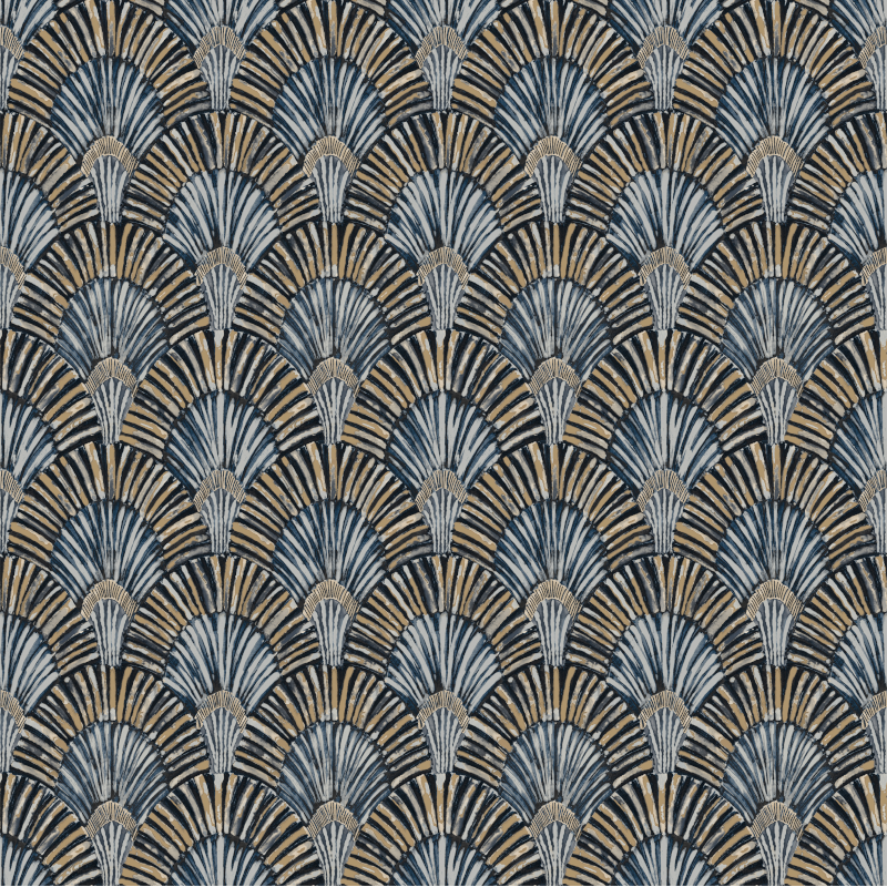 Papier peint Deco Fan bleu - JUNGLE FEVER - Grandeco Life - JF3002 