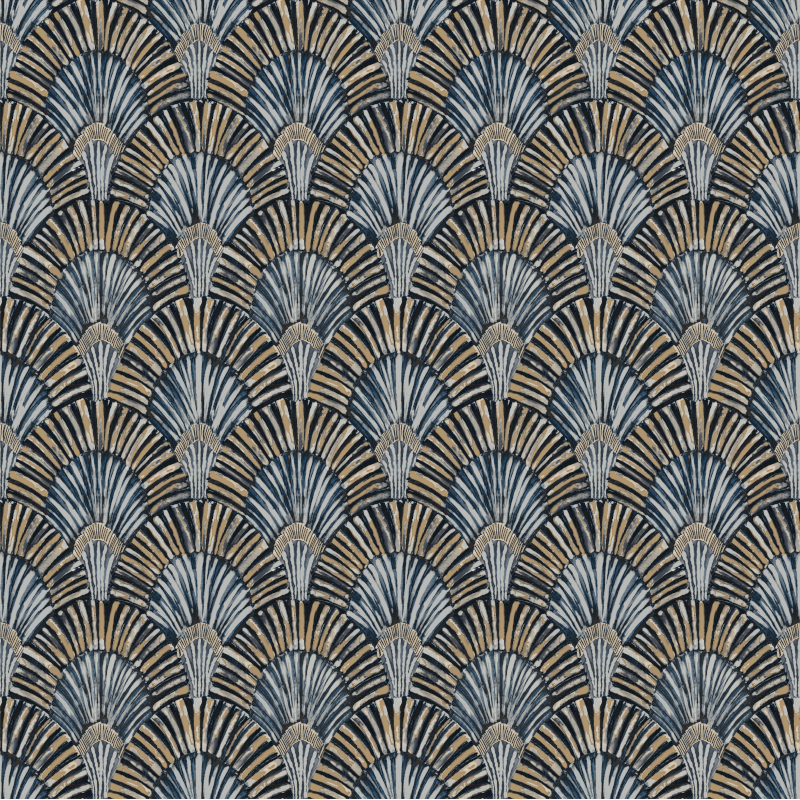 Papier peint à motif DECO FAN bleu JF3002 - JUNGLE FEVER - Grandeco