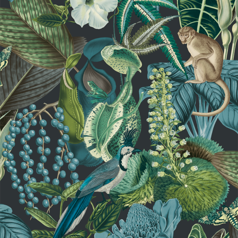 Papier peint Amazon bleu - JUNGLE FEVER - Grandeco Life - JF2202 