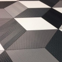 Revêtement PVC - Largeur 4M - Cube-It Cubes 97 noir, gris et blanc - IVC