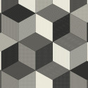 Revêtement PVC - Largeur 4M - Cube-It Cubes 97 noir, gris et blanc - IVC