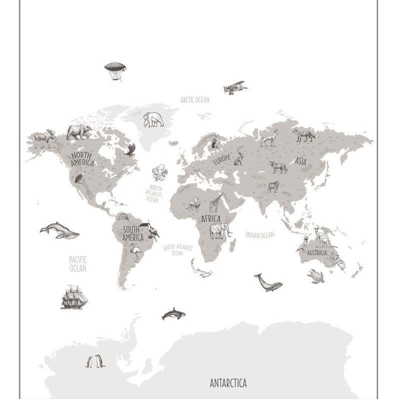 Papier peint à motif WORLD MAP noir et blanc OUP102039918 - OUR PLANET - Caselio