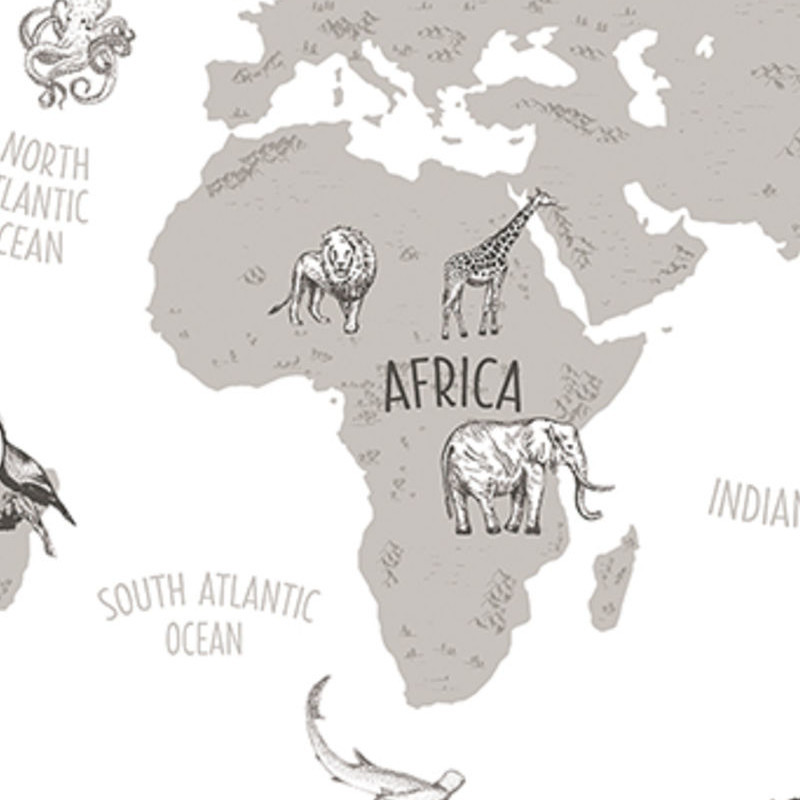 Papier peint à motif WORLD MAP noir et blanc OUP102039918 - OUR PLANET - Caselio