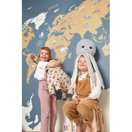 Papier peint à motif WORLD MAP bleu et beige OUP102032066 - OUR PLANET - Caselio