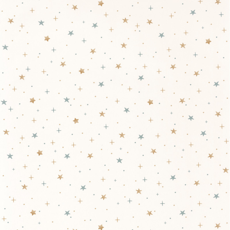 Papier peint à motif STARS IN YOUR EYES bleu et beige OUP101926019 - OUR PLANET - Caselio