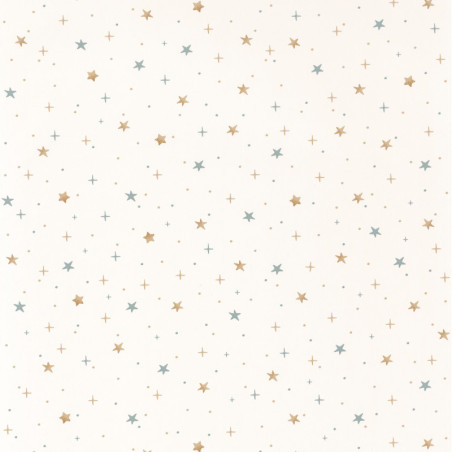 Papier peint à motif STARS IN YOUR EYES bleu et beige OUP101926019 - OUR PLANET - Caselio