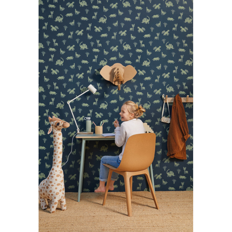 Papier peint à motif JURASSIC WORLD bleu nuit OUP101936900 - OUR PLANET - Caselio