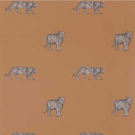 Papier peint à motif EYES OF THE TIGER camel OUP101962929 - OUR PLANET - Caselio