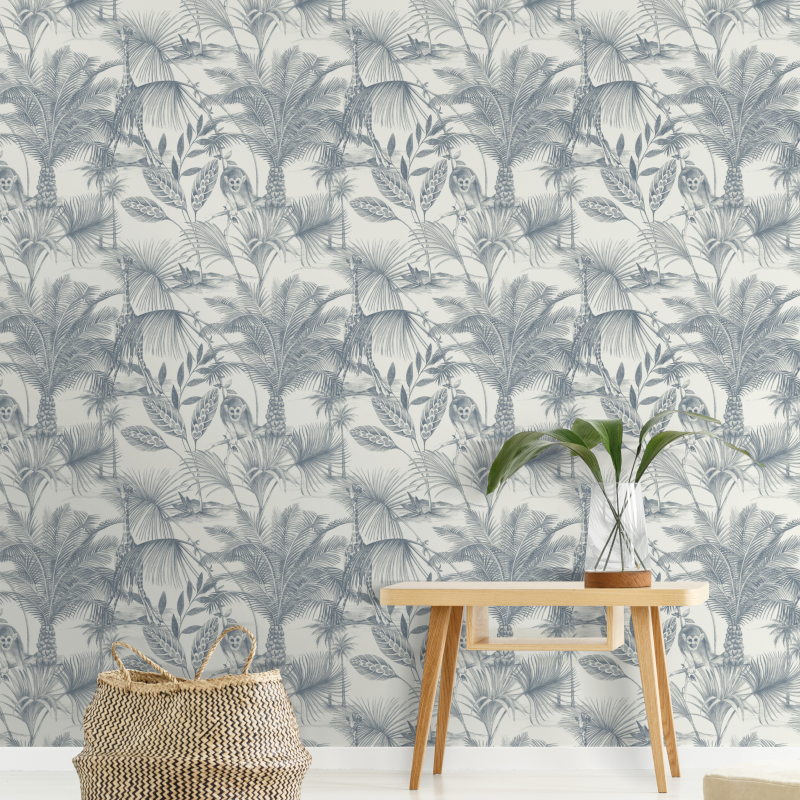 Papier peint Kidatu gris - JUNGLE FEVER - Grandeco Life - JF3502 