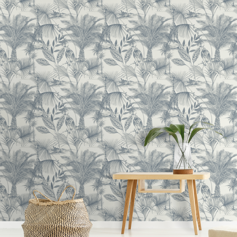 Papier peint à motif KIDATU gris JF3502 - JUNGLE FEVER - Grandeco