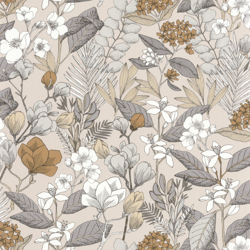 Papier peint May beige gris - FLOWER POWER - Caselio - FLP101851099 