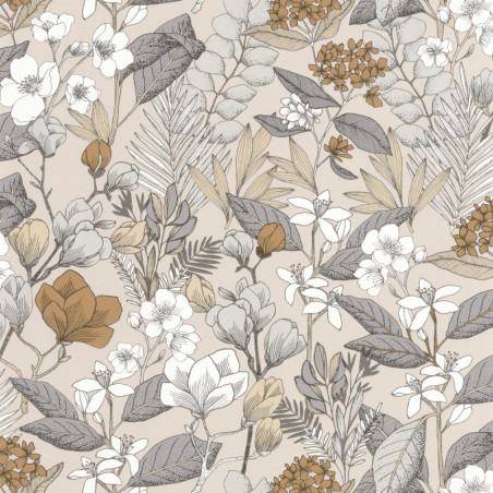 Papier peint à motif MAY beige gris FLP101851099 - FLOWER POWER - CASELIO