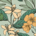 Papier peint à motif MAY vert émeraude doré FLP101857129 - FLOWER POWER - CASELIO