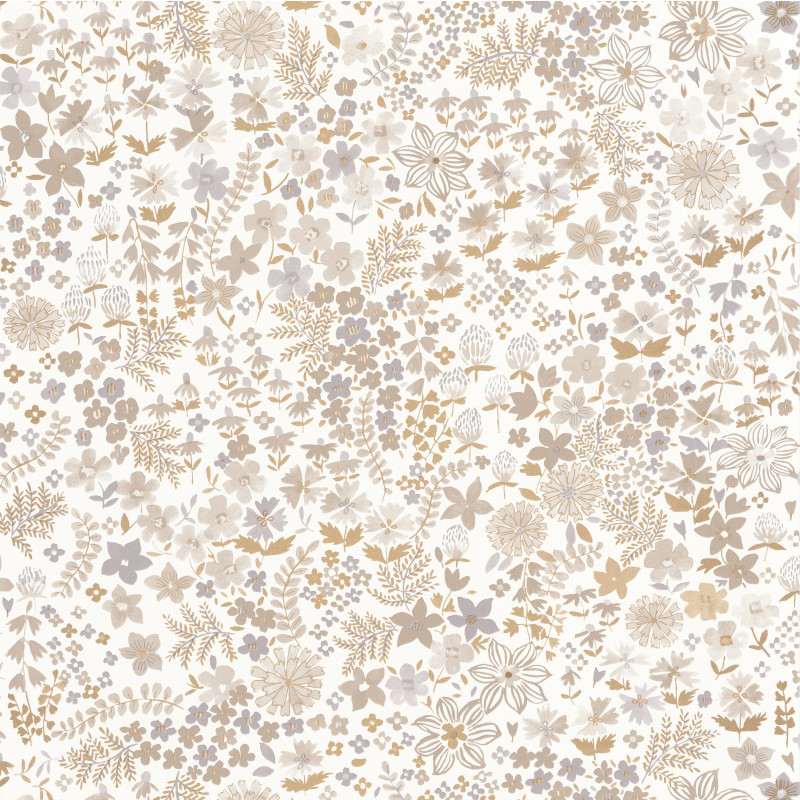 Papier peint à motif JUNE beige doré FLP101861027 - FLOWER POWER - CASELIO