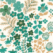 Papier peint à motif JUNE vert émeraude doré FLP101867126 - FLOWER POWER - CASELIO