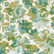 Papier peint à motif JULY vert émeraude FLP101877175 - FLOWER POWER - CASELIO