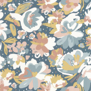 Papier peint à motif JULY bleu rose FLP101876041 - FLOWER POWER - CASELIO