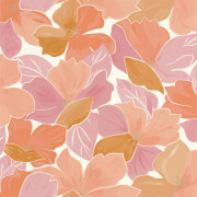 Papier peint à motif AUGUST rose corail doré FLP101884032 - FLOWER POWER - CASELIO