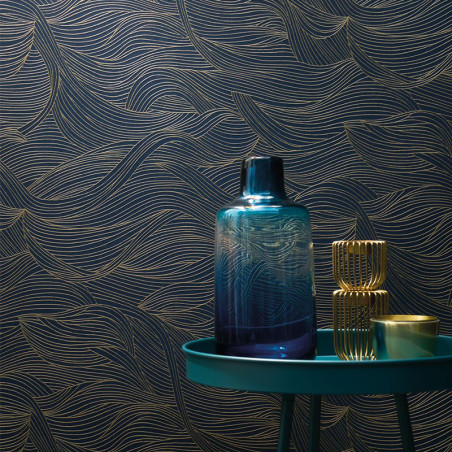 Papier peint à motif ALULA bleu nuit B74360620 - BLOSSOM - Casamance