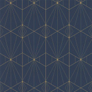 Papier peint Art Deco bleu et doré - PARK AVENUE - Lutèce - 51192501 