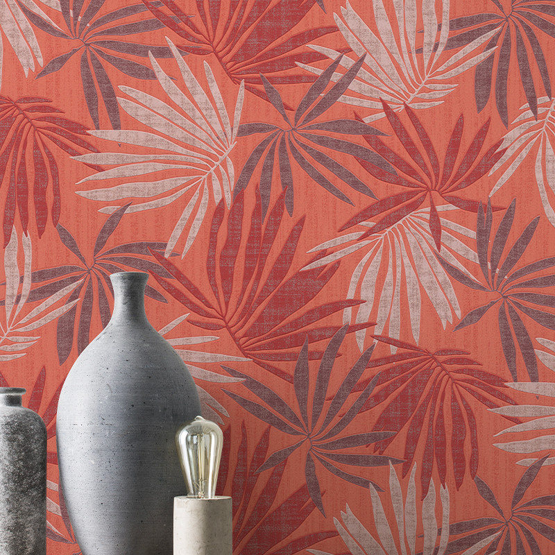 Papier peint Palms rouges - YUCATAN - Rasch - 535426