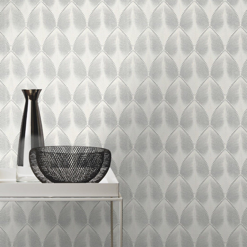 Papier peint intissé COME art déco  gris argenté - Yucatan - Rasch