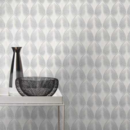 Papier peint Come Art Déco gris argenté - YUCATAN - Rasch - 535839