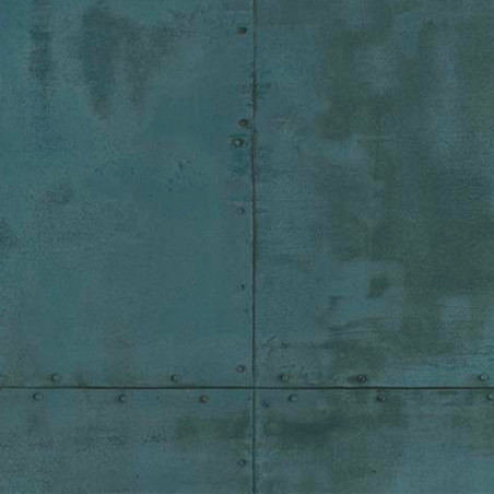 Papier peint à motif PLAQUE METAL bleu vert 51193001 - PARK AVENUE - Lutèce