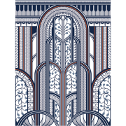 Panoramique Paravent bleu et cuivre - 1930 - Casadeco  - MNCT85876543