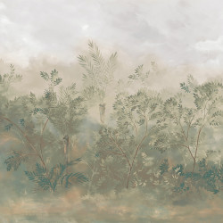 Papier peint Frise Forêt Brumeuse vert et gris - ODYSSEE - Ugepa - L924-04