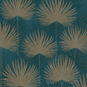 Papier peint Palmes bleu et beige - ODYSSEE - Ugepa - L933-01
