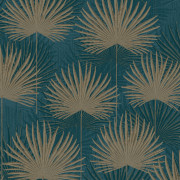 Papier peint Palmes bleu et beige - ODYSSEE - Ugepa - L933-01