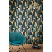 Papier peint Doors bleu, kaki et doré - LABYRINTH - Caselio - LBY102086072