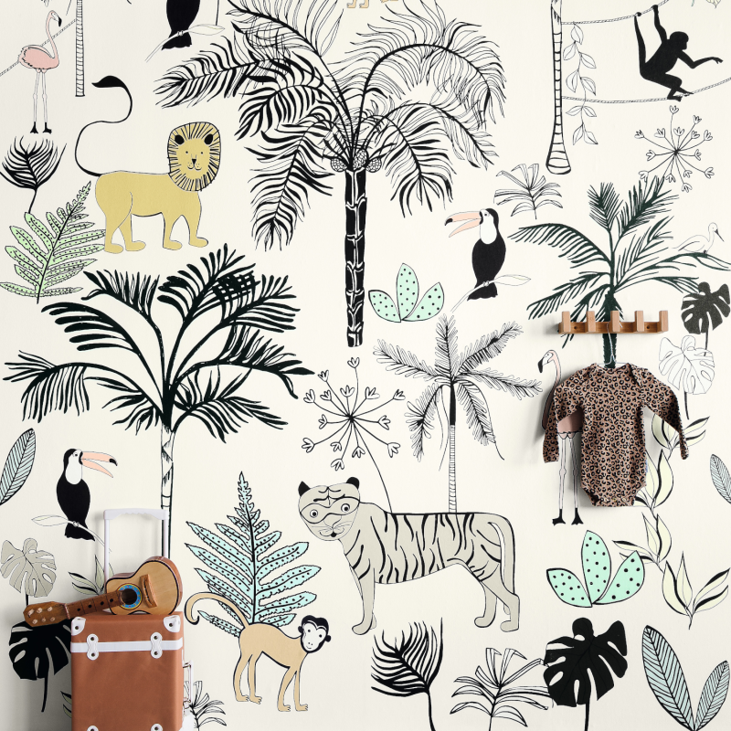 Panoramique Jungle Kids blanc - BAMBINO - Rasch - Studio Class BBN842173