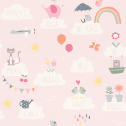 Papier peint Hello rose - BAMBINO - Rasch - BBN249453