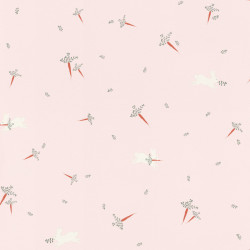 Papier peint Lapinou rose - BAMBINO - Rasch - BBN249262