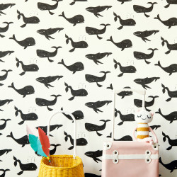 Papier peint Moby Dick noir et blanc - BAMBINO - Rasch - Studio Class BBN531503