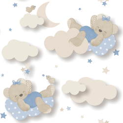 Papier peint Miss Nounours bleu ciel - BABY LAND - Lutèce - 5403