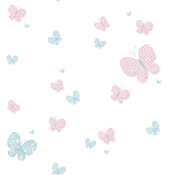 Papier peint Papillons rose et bleu céleste - BABY LAND - Lutèce - 5459