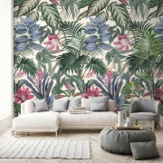 Panoramique FLEUR JUNGLE rose et vert  - Grandeco Life - A46201