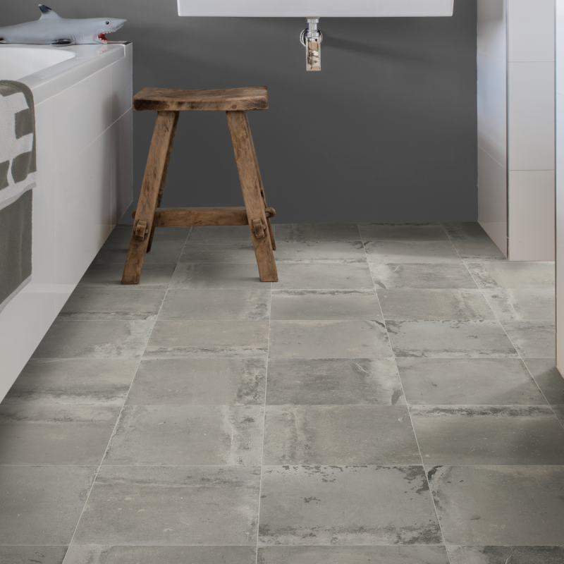 Sol PVC - Zurich 996M carrelage gris - Supreme Ultra BEAUFLOR - rouleau 4M