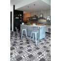 Sol PVC - Amadora 990D carreaux de ciment gris foncé - Plaza BEAUFLOR - rouleau 4M